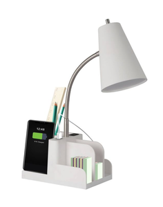 lot 14 image: New 300 Lumen LED Organizer Task Lamp - Room Essentials - White - As Shown - Retails $21