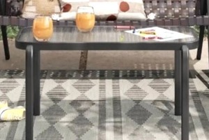 lot 134 image: New Other Room Essentials Glass Coffee Table (Approx. 16 34 H x 31 34 W x 17 L) BackyardOutdoorIndoor Table - Gray - As Shown - Retails New $80