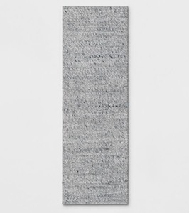lot 190 image: NEW CHUNKY KNIT WOOL WOVEN RUG - PROJECT 62 - 28 X 84, GRAY