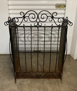 lot 195 image: Wrought Iron Fireplace Screen WiredMesh Gate 39 12 x 29 12 x 17 12 - In Condition As Shown - (READ)