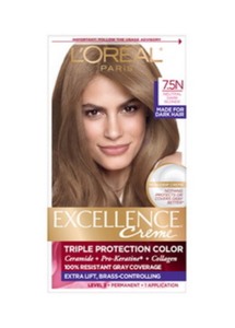 lot 249 image: New Loreal Paris Excellence Creme Triple Protection Color - 7.5N Neutral Dark Blonde - Made for Dark Hair - As Shown