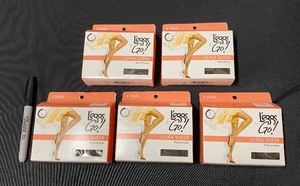 lot 268 image: Lot of 5 - New Leggs to Go Ultra Sheer Pantyhose - Size Large - Coffee Sheer Toe - As Shown