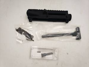 lot 221 image: AR15 Forged Stripped Upper Receiver w DSG Logo.  Includes Port Door Kit, Charging Handle & Forward Assist Kit