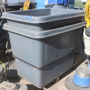 lot 3 image: (2) Rolling Rubbermaid Trash Bins