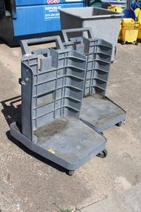 lot 8 image: (2) Rubbermaid Trash bin Push Carts