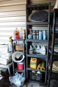 lot 118 image: Grey plastic storage shelving units - not contents