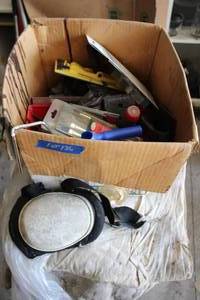 lot 136 image: Heavy duty painters tarps and painting supplies