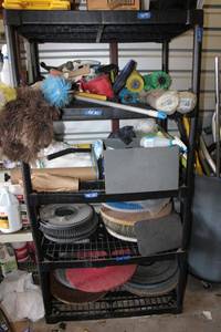 lot 98 image: Black plastic storage shelf unit - NOT contents