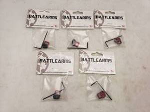 lot 341 image: Battle Arms Enhanced Modular Magazine Release Medium   Anodized Red - QUANTITY 5 - BID IS TIMES THE QUANTITY