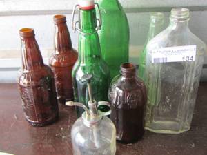 lot 134 image: vintage glass bottle lot