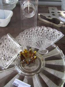 lot 137 image: platter- 2  fan glass plates plus