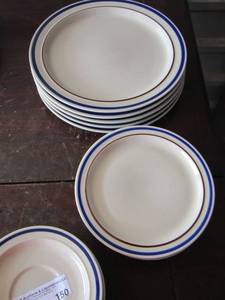 lot 150 image: Newcor stoneware dishes- 6 saucers- 8 tea plates- 5 dinner plates