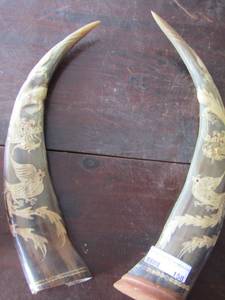 lot 158 image: ETCHED BULL HORNS  -20 12 Qty 2