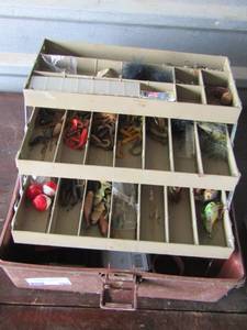 lot 164 image: tackle box with misc. items