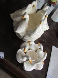 lot 193 image: Biedermann goose candle holder - large goose table piece
