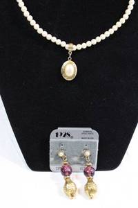 lot 3 image: Signed 1928 Victorian inspired jewelry. See descriptions.