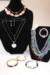lot 14 image: Signed necklaces and bangles. See descriptions.