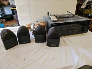 lot 194 image: Yamaha Aventage AV Receiver with 4 Mirage NANOsat speakers