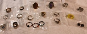 lot 77 image: (15) Fashion rings. Varying styles, themes. Most are adjustable.