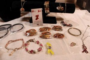 lot 145 image: Inspiration and cancer support ribbon jewelry.