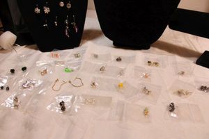 lot 68 image: (25) Matched poststud earrings. Varying styles, ages, materials.