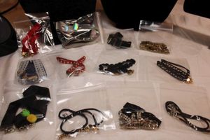 lot 57 image: (12) Assorted fabric and metal chokers. Varying styles, materials and ages. Most 14L