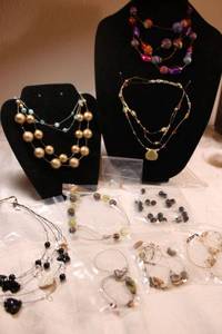 lot 47 image: (10) Artisan crafted wired necklaces. Assorted styles, materials, closures