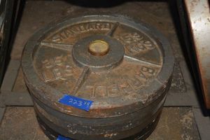lot 223 image: 35 LB Barbell weights - 4 total