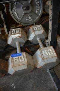 lot 237 image: 60 LB Hand weight dumbells - 2 total