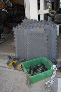 lot 241 image: Gym interlocking floor mats, AB rollers, and Misc. parts