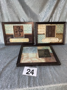 lot 24 image: Wall dcor 3 framed faith based pictures