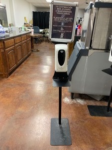 lot 23 image: Free standing sanitizer station with sign holder (you can make another sign)