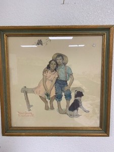 lot 30 image: Vintage Norman Rockwell framed print Nice see pics