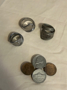 lot 172 image: Spoon rings and coin brooch, Very cool