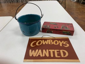 lot 178 image: metal pale and western decor