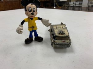 lot 191 image: Vintage Mickey Mouse toy and metal car - great find - see pics
