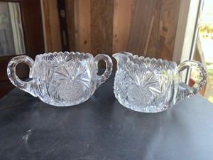 lot 77 image: Beautiful lead Crystal cream and sugar STUNNNG