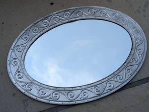 lot 276 image: Oval Metal Embossed Mirror