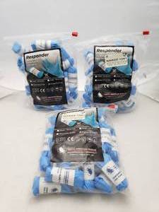 lot 136 image: Lot of 75 North American Rescue Responder Gloves. 3 Packs of 25 Gloves
