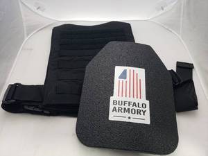 lot 5 image: NEW Propper Black Molle Plate Carrier Vest w Buffalo Armory Threat Level III Armored Plate