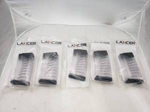 lot 286 image: Lancer L5AWM 5.56 mm 20rd Mag Translucent   Clear - QUANTITY 5 - BID IS TIMES THE QUANTITY