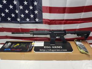 lot 302 image: NEW  Armalite M15 5.56mm Tactical Carbine w 16 Barrel, Railed Gas Block & Magpul MOE 30 Round Magazine - Black - Model ARMDEF15