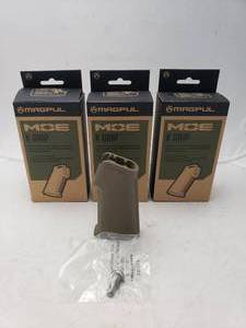 lot 900 image: MAGPUL MOE K Pistol Grip for AR15M4   Dark Earth - QUANTITY 3 - BID IS TIMES THE QUANTITY
