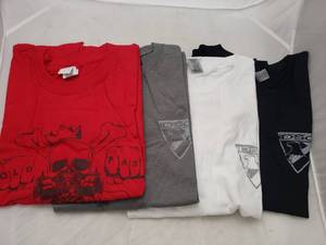lot 982 image: Size LARGE DSG Shirts. DSG Badge Logo Shirts (Black, Grey &amp White) &amp Hold Fast (Red) - QUANTITY 4 - BID IS TIMES THE QUANTITY