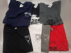 lot 968 image: Size SMALL DSG shirts. Logo Badge Shirts (Grey, White &amp Black), Hold Fast Shirts (Red, Black &amp Grey) &amp Logo Badge Navy Long Sleeve - QUANTITY 7 - BID IS TIMES THE QUANTITY