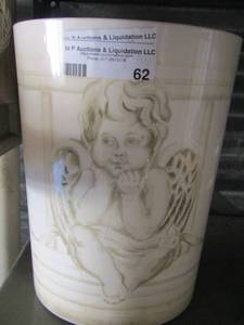 lot 62 image: bathroom trash can, soap holder, toothbrush holder all with angel designs