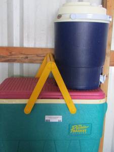 lot 68 image: Playmate  by igloo cooler - Rubbermaid handled jug