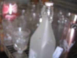 lot 80 image: large lot wine glasses- Ellie cup- vase- canister
