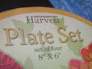 lot 28 image: set of 4 Boston warehouse harvest plates 86