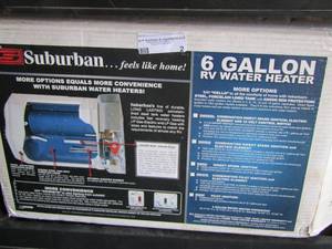 lot 2 image: Suburban 6 gallon RV water heater NEW IN BOX original price was $600.00 BUY  BUY $$$$$$